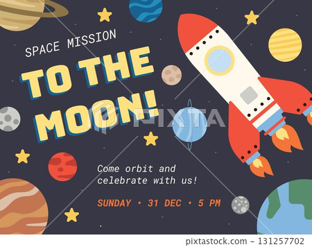 OUTER SPACE party invitation pre-made astronaut themed illustration design celebration printable vector birthday event festival OUTER SPACE party invitation pre-made astronaut themed illustration design celebration printable vector birthday event festival 131257702