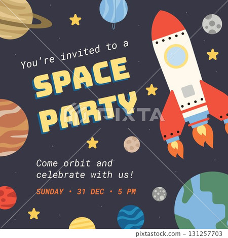 OUTER SPACE party invitation pre-made astronaut themed illustration design celebration printable vector birthday event festival OUTER SPACE party invitation pre-made astronaut themed illustration design celebration printable vector birthday event festival 131257703