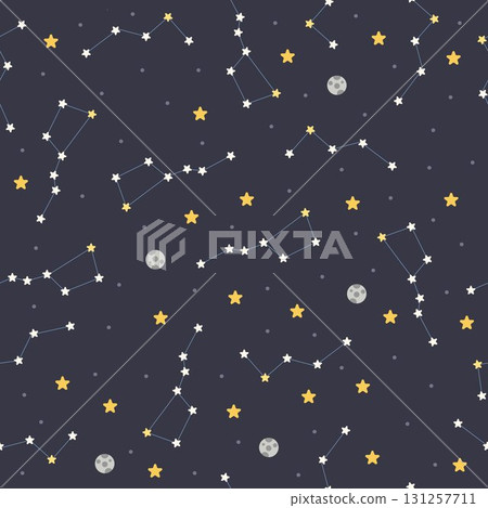 OUTER SPACE constellation seamless pattern wallpaper astronaut themed background repeat texture backdrop cute flat simple minimal illustration editable vector 131257711