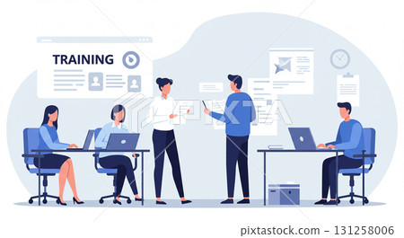 Illustration of training in the office Illustration of training in the office 131258006