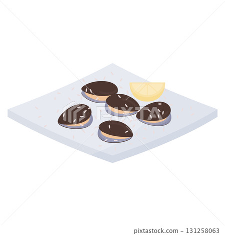 plate with mussels 131258063