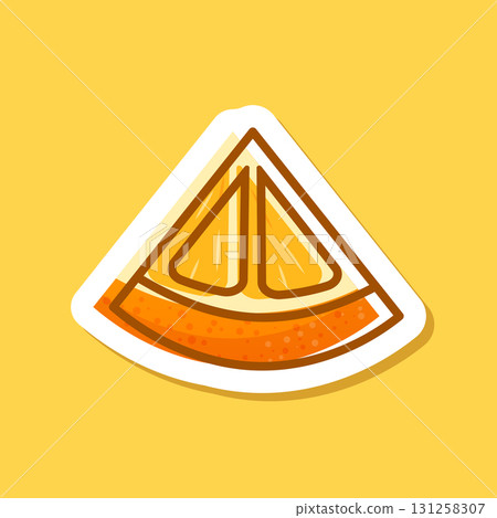 Orange fruit sticker icon in cartoon comic style. Clementine vector illustration on isolated background. Nature snack sign business concept. 131258307