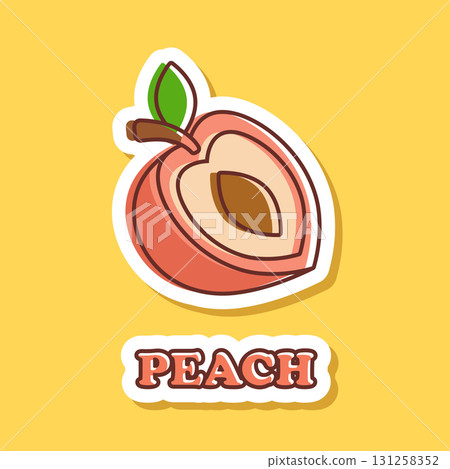 Peach fruit sticker icon in flat style. Apricot vector illustration on isolated background. Nectarine nature snack sign business concept. Peach fruit sticker icon in flat style. Apricot vector illustration on isolated background. Nectarine nature snack sign business concept. 131258352