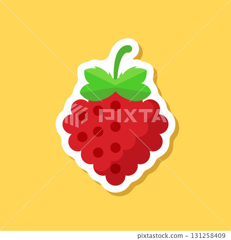 Raspberry fruit sticker icon in flat style. Raspberries berry vector illustration on isolated background. Nature snack sign business concept. Raspberry fruit sticker icon in flat style. Raspberries berry vector illustration on isolated background. Nature snack sign business concept. 131258409