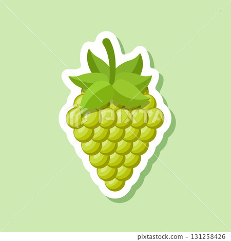 Grape fruit sticker icon in flat style. Grape berry vector illustration on isolated background. Nature snack sign business concept. 131258426