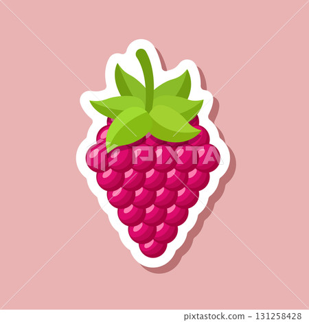 Raspberry fruit sticker icon in flat style. Raspberries berry vector illustration on isolated background. Nature snack sign business concept. Raspberry fruit sticker icon in flat style. Raspberries berry vector illustration on isolated background. Nature snack sign business concept. 131258428