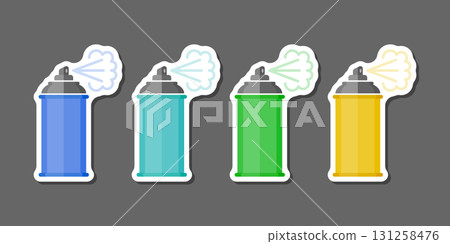 Spray can sticker icon set collection in flat style. Aerosol bottle vector illustration on isolated background. Gas container sign business concept. 131258476