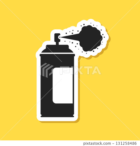 Spray can sticker icon in flat style. Aerosol bottle vector illustration on isolated background. Gas container sign business concept. 131258486