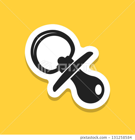 Baby pacifier sticker icon in flat style. Nipple for newborn child vector illustration on isolated background. Soother sign business concept. Baby pacifier sticker icon in flat style. Nipple for newborn child vector illustration on isolated background. Soother sign business concept. 131258584