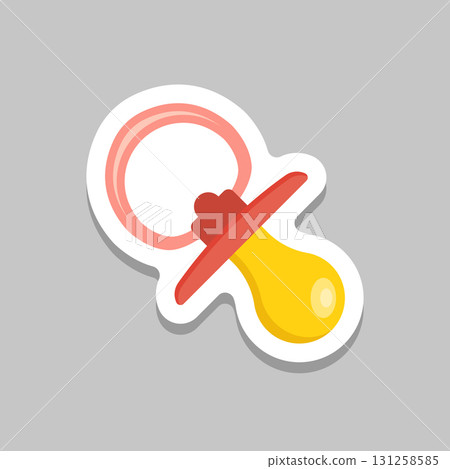 Baby pacifier sticker icon in flat style. Nipple for newborn child vector illustration on isolated background. Soother sign business concept. Baby pacifier sticker icon in flat style. Nipple for newborn child vector illustration on isolated background. Soother sign business concept. 131258585