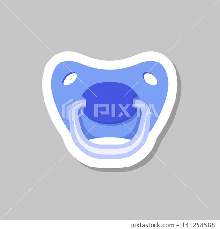 Baby pacifier sticker icon in flat style. Nipple for newborn child vector illustration on isolated background. Soother sign business concept. Baby pacifier sticker icon in flat style. Nipple for newborn child vector illustration on isolated background. Soother sign business concept. 131258588