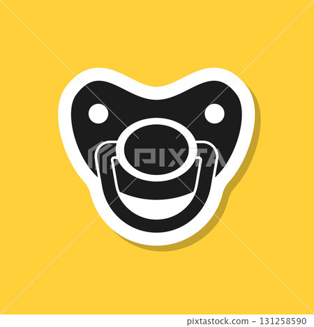 Baby pacifier sticker icon in flat style. Nipple for newborn child vector illustration on isolated background. Soother sign business concept. Baby pacifier sticker icon in flat style. Nipple for newborn child vector illustration on isolated background. Soother sign business concept. 131258590