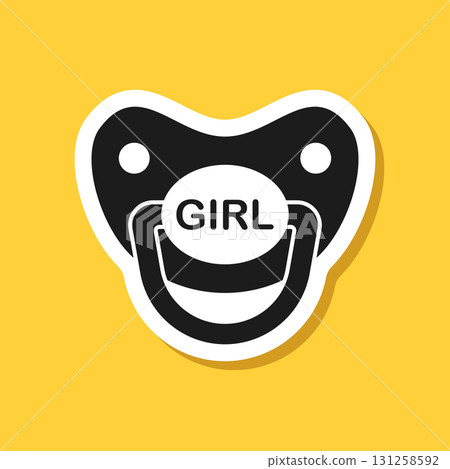 Baby pacifier sticker icon in flat style. Nipple for newborn child vector illustration on isolated background. Soother sign business concept. Baby pacifier sticker icon in flat style. Nipple for newborn child vector illustration on isolated background. Soother sign business concept. 131258592