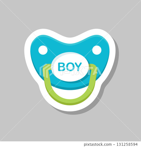 Baby pacifier sticker icon in flat style. Nipple for newborn child vector illustration on isolated background. Soother sign business concept. Baby pacifier sticker icon in flat style. Nipple for newborn child vector illustration on isolated background. Soother sign business concept. 131258594