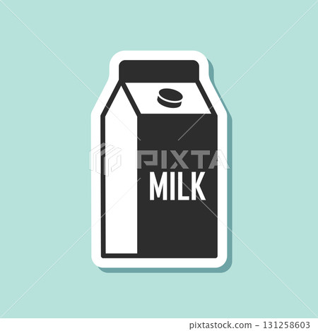 Milk bottle sticker icon in flat style. Dairy product vector illustration on isolated background. Milky liquid sign business concept. 131258603
