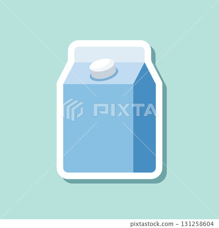 Milk bottle sticker icon in flat style. Dairy product vector illustration on isolated background. Milky liquid sign business concept. 131258604