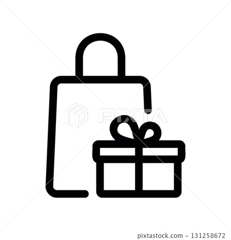 Simple black vector icon with a theme gift shopping 131258672