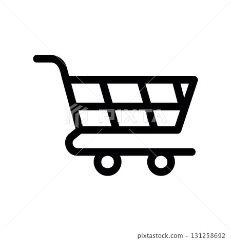 Simple black vector icon with a theme shopping cart Simple black vector icon with a theme shopping cart 131258692