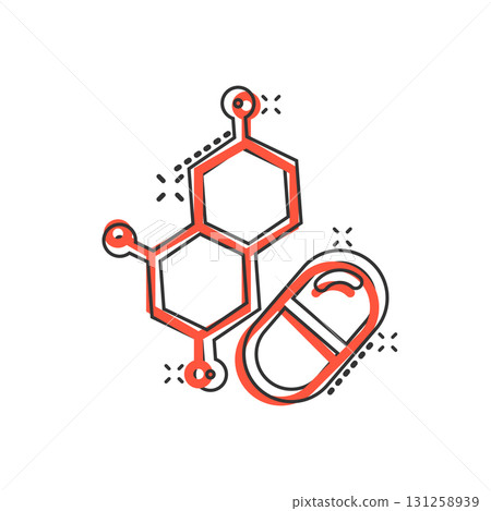 Vitamin pill note icon in comic style. Capsule cartoon vector illustration on white isolated background. Antibiotic splash effect sign business concept. Vitamin pill note icon in comic style. Capsule cartoon vector illustration on white isolated background. Antibiotic splash effect sign business concept. 131258939