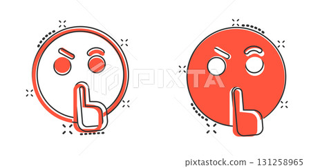 Quiet icon in comic style. Silence cartoon vector illustration on isolated background. Hush splash effect sign business concept. 131258965