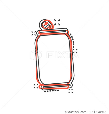 Soda can icon in comic style. Drink bottle cartoon vector illustration on isolated background. Beverage splash effect sign business concept. 131258966