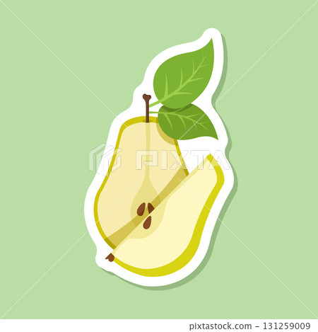 Pear sticker icon in flat style. Fresh fruit vector illustration on isolated background. Fresh pear sign business concept. Pear sticker icon in flat style. Fresh fruit vector illustration on isolated background. Fresh pear sign business concept. 131259009