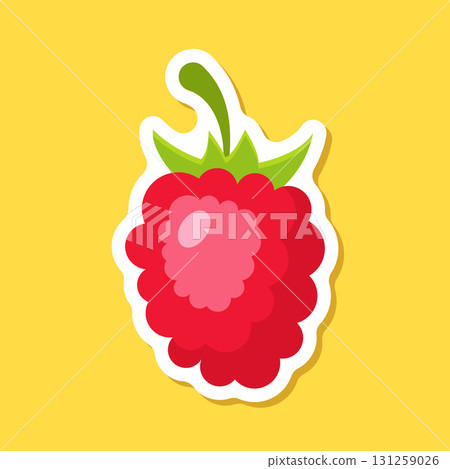 Raspberry fruit sticker icon in flat style. Raspberries berry vector illustration on isolated background. Nature snack sign business concept. 131259026