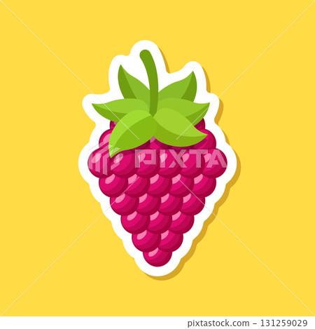 Raspberry fruit sticker icon in flat style. Raspberries berry vector illustration on isolated background. Nature snack sign business concept. Raspberry fruit sticker icon in flat style. Raspberries berry vector illustration on isolated background. Nature snack sign business concept. 131259029
