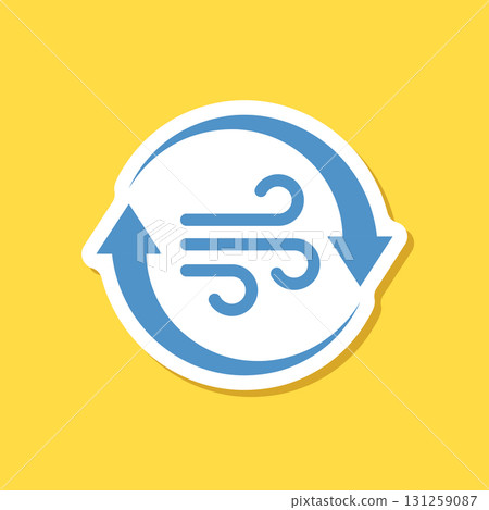 Ventilation sticker icon in flat style. Fan airflow vector illustration on isolated background. Turbine rotation sign business concept. Ventilation sticker icon in flat style. Fan airflow vector illustration on isolated background. Turbine rotation sign business concept. 131259087
