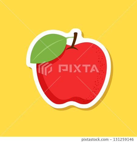 Red apple sticker icon in flat style. Fresh fruit vector illustration on isolated background. Fresh apples sign business concept. Red apple sticker icon in flat style. Fresh fruit vector illustration on isolated background. Fresh apples sign business concept. 131259146