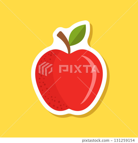 Red apple sticker icon in flat style. Fresh fruit vector illustration on isolated background. Fresh apples sign business concept. 131259154