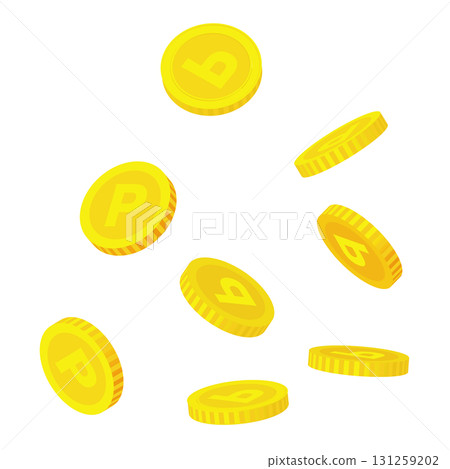 空中飛舞的硬幣的向量插圖 空中飛舞的硬幣的向量插圖 131259202