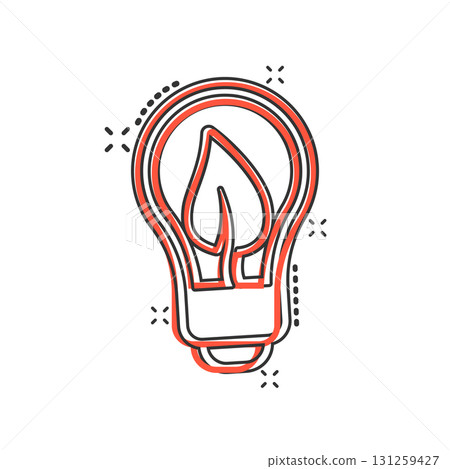 Light bulb icon in comic style. Lightbulb cartoon vector illustration on white isolated background. Energy lamp splash effect sign business concept. Light bulb icon in comic style. Lightbulb cartoon vector illustration on white isolated background. Energy lamp splash effect sign business concept. 131259427