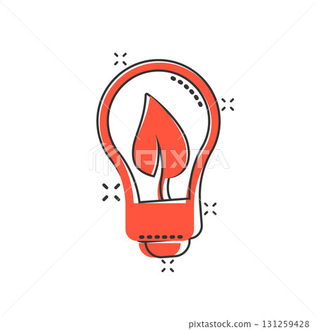 Light bulb icon in comic style. Lightbulb cartoon vector illustration on white isolated background. Energy lamp splash effect sign business concept. 131259428