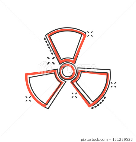 Nuclear radiation icon in comic style. Radioactivity cartoon vector illustration on white isolated background. Toxic splash effect sign business concept. 131259523