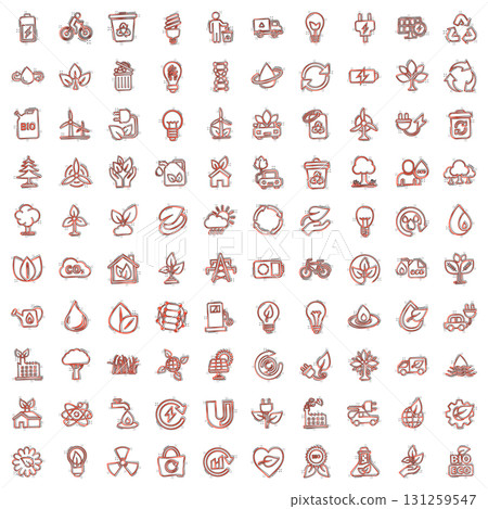 Eco environment icons set in comic style. Ecology cartoon vector illustration on white isolated background. Bio emblem splash effect sign business concept. 131259547