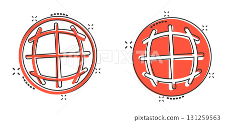 Earth planet icon in comic style. Globe geographic cartoon vector illustration on white isolated background. Global communication splash effect business concept. 131259563