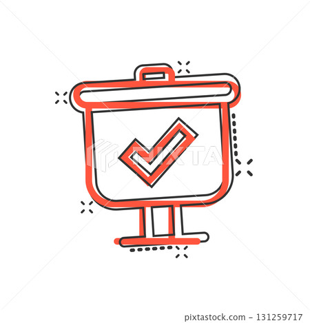 Checklist vector icon in comic style. Survey cartoon vector illustration in flat design on isolated background. Simple splash effect business concept pictogram. Checklist vector icon in comic style. Survey cartoon vector illustration in flat design on isolated background. Simple splash effect business concept pictogram. 131259717