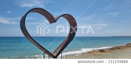 Heart-Shaped Sculpture by the Sea in Cyprus 131259868