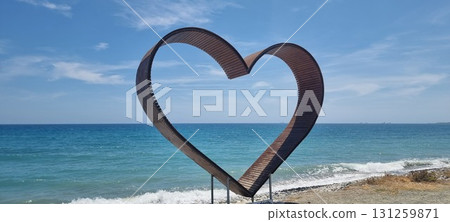 Heart-Shaped Sculpture by the Sea in Cyprus 131259871