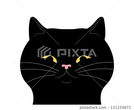 Hand drawn black cat is peeking out. Hiding cat face. Cute curious cat peeks out. Vector illustration 131259873