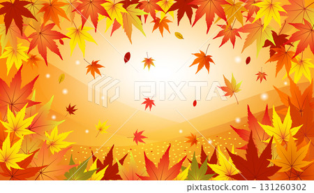 Vector illustration frame of autumn leaves and gentle light 131260302