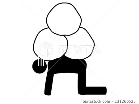 Icon of a person carrying a stone, representing someone with a heavy mental burden 131260523