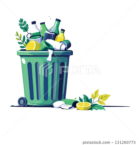 Vsai overflowing trash can illustrating waste management issues 131260773