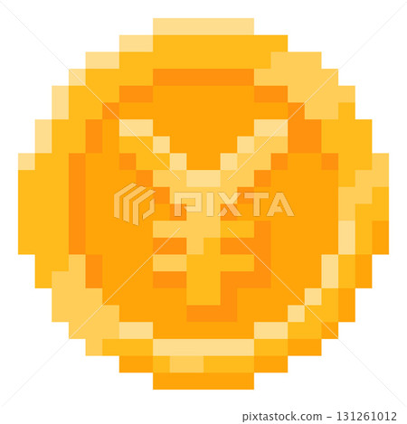 Yuan coin pixel art, vector retro 8 bit money cash golden coin, Japanese Yen or Chinese Yuan currency, finance bank sign Yuan coin pixel art, vector retro 8 bit money cash golden coin, Japanese Yen or Chinese Yuan currency, finance bank sign 131261012