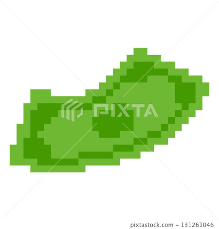Dollar banknote falling vector pixel art, retro 8 bit videogame green paper bill fly, money cash, currency, bank payment 131261046