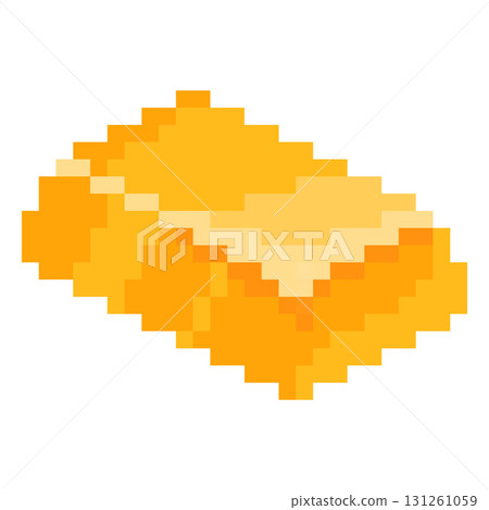 Gold ingot pixel art vector icon, retro 8bit golden bar bullion, precious wealth yellow metal banking financial treasure 131261059