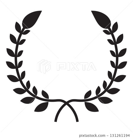 Vector round frame of laurel branches, black color, quality mark. 131261194