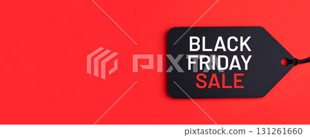 Black Friday Sale tag on red background Black Friday Sale tag on red background 131261660