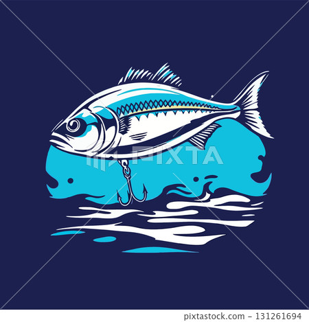 Vsai fishing lure shaped like a fish swimming in blue water Vsai fishing lure shaped like a fish swimming in blue water 131261694